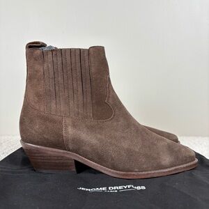 Jerome Dreyfuss Edith Bootie 36 US 6 Moka Pull-on Suede Upper Leather Sole